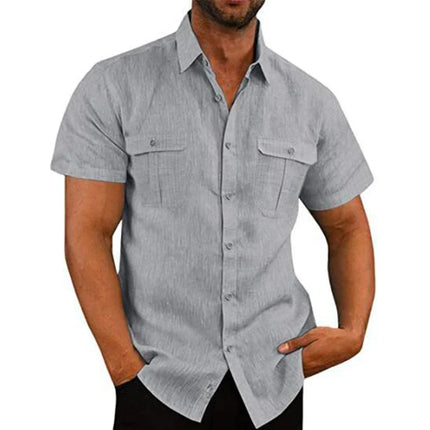 Men’s Linen Stand Collar Shirt