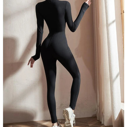Women's Long-Sleeve Zip-Up Yoga Jumpsuit
