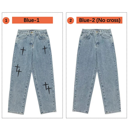 Men’s Printed Baggy Wide-Leg Jeans