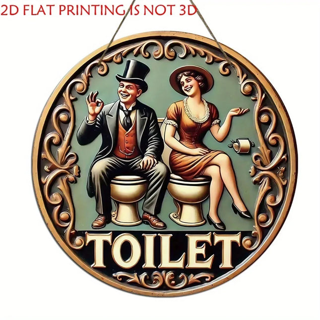 Retro Round Metal Toilet Sign