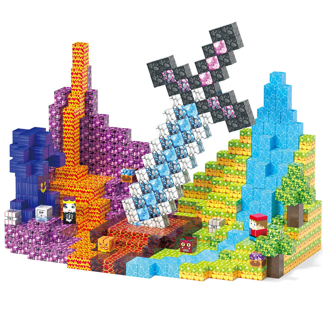 Magnetic Minecraft-Style Building Blocks STEM Toy for Kids