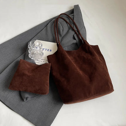 Suede Tote Shoulder Bag