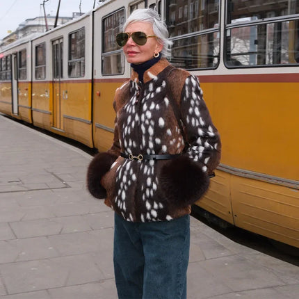 Women's Leopard Print Fur Jacket