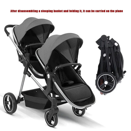 2-in-1 Lightweight Twin Baby Stroller