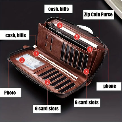 Long RFID Zipper Wallet