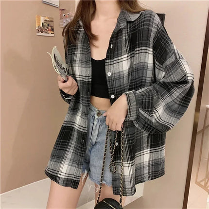 Women's Plaid Button-Up Shirt