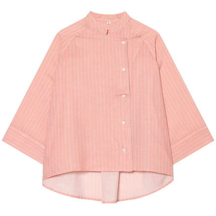 Striped Asymmetric Button Shirt