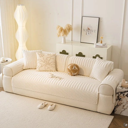 Geometric Jacquard Fleece Sofa Cover