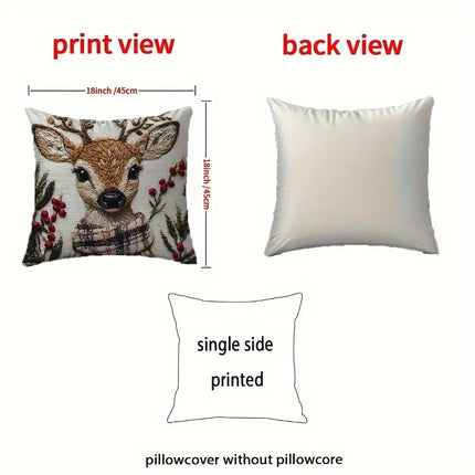 Christmas Reindeer Throw Pillow Cover