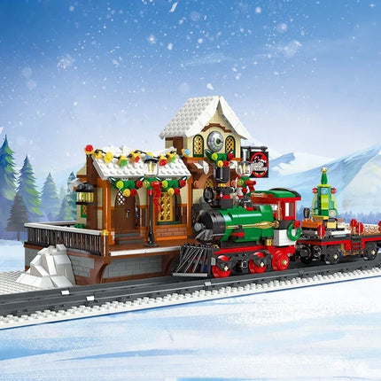 Motorized Christmas Train Building Block Set