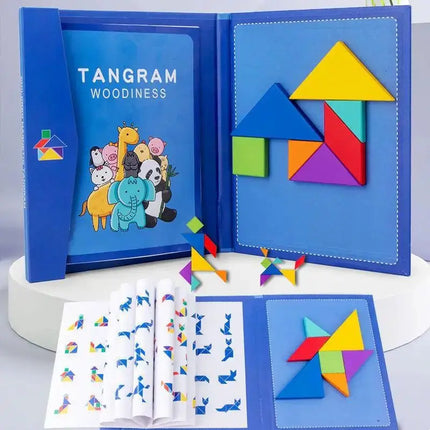 Magnetic 3D Geometric Tangram Puzzle Board for Kids