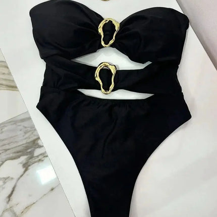 Metal Ring Cut-Out Swimsuit