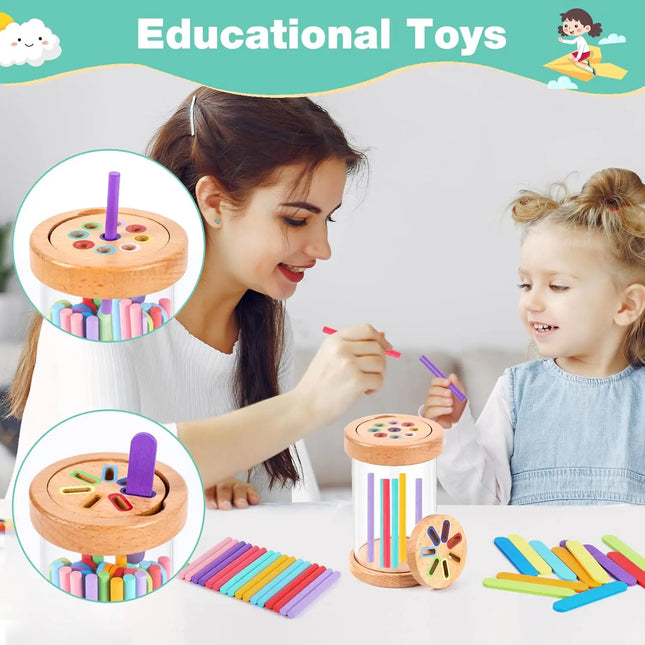 Wooden Color Sorting and Matching Game for Toddlers