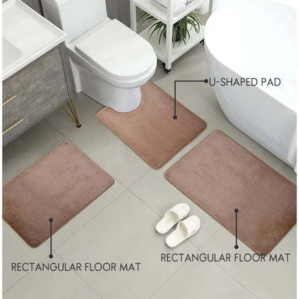 3-Piece Bathroom Floor Mat Set