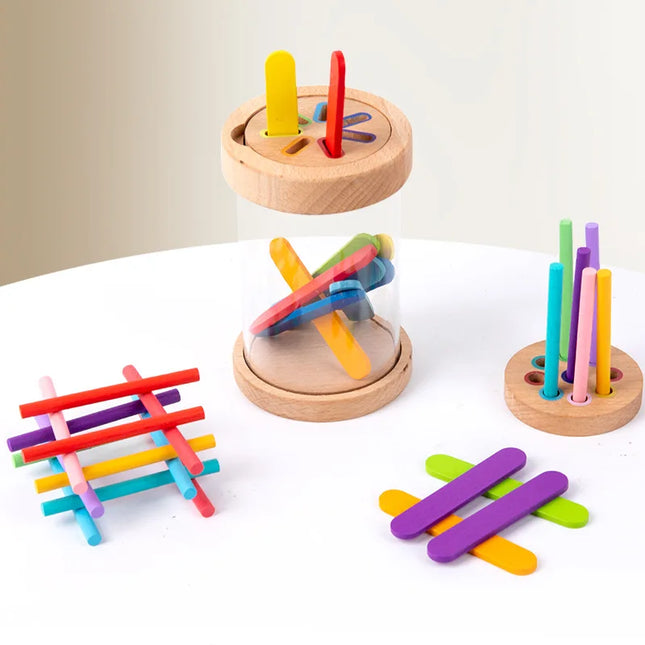 Wooden Color Sorting and Matching Game for Toddlers