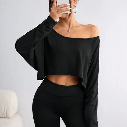 Title: Women's Black Asymmetrical Top