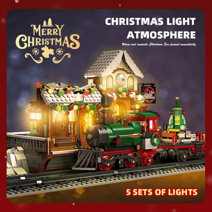 Motorized Christmas Train Building Block Set