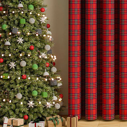 Christmas Grid Curtain Panel