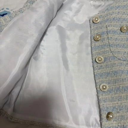 Women's Blue Plaid Tweed Jacket