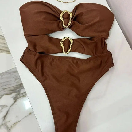 Metal Ring Cut-Out Swimsuit