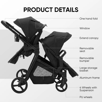 Lightweight Foldable Twin Baby Stroller
