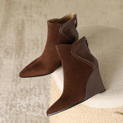 Women's Pointed-Toe Wedge Ankle Boots