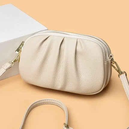 Ruched Double-Zipper Pouch
