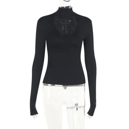 Women's Gothic Cross Turtleneck Top