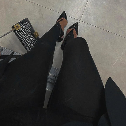 Black High-Waist Glitter Leggings