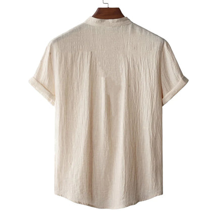 Men's Cotton Linen Henley T-Shirt