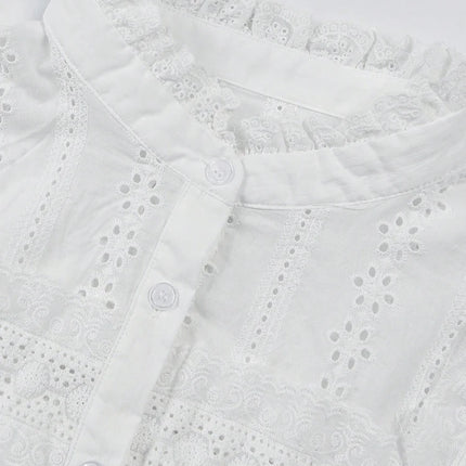 Women's Lace-Up Embroidered Blouse