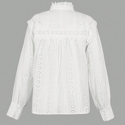 Women's Lace-Up Embroidered Blouse