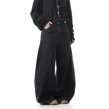 Men’s Black Loose Wide-Leg Jeans