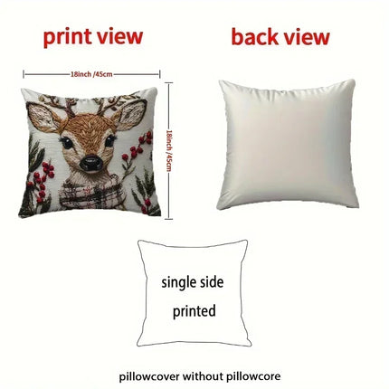 Christmas Reindeer Throw Pillow Cover