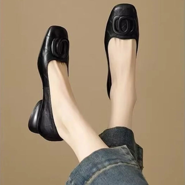 Women's Square-Toe Block Heel Pumps