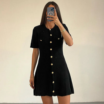 White Ribbed Knitted Mini Dress