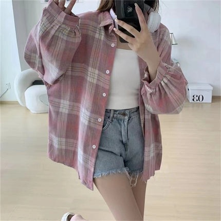 Women's Plaid Button-Up Shirt