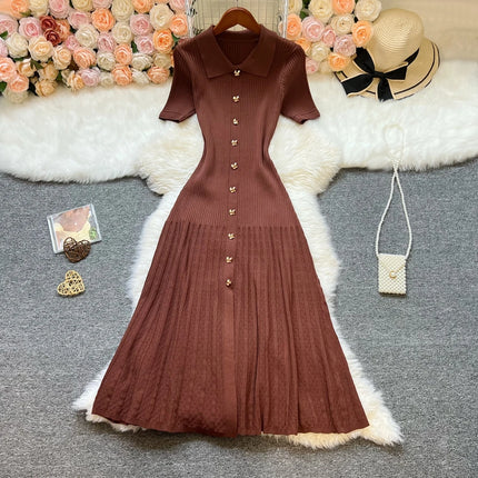 Elegant Patchwork Knitted Long Dress