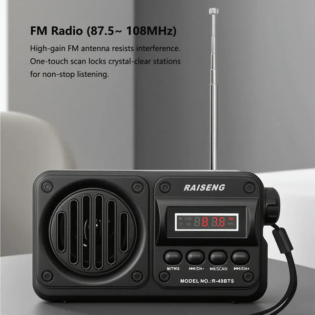 NNEOBA Portable Radio Bluetooth Speaker Black