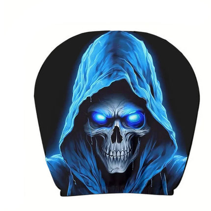 Blue Skull Car Headrest Cover