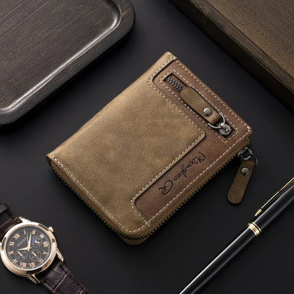Retro Zipper Leather Wallet
