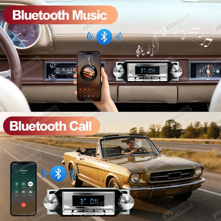 Retro Car Radio with Bluetooth and USB