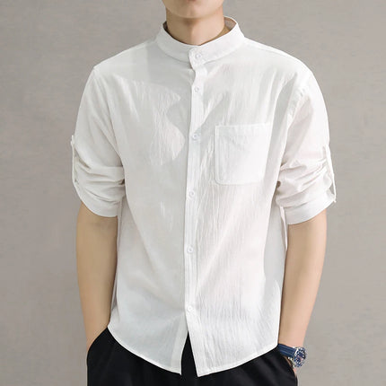 Men’s Stand-Collar Casual Shirt