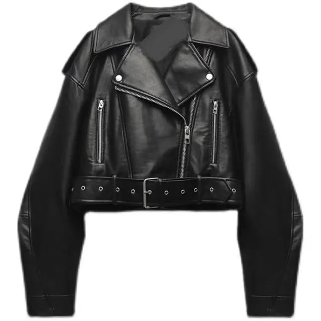 Women's Oversized Faux Leather Biker Jacket