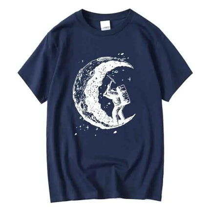 Men's Moon Print Cotton Blend T-Shirt