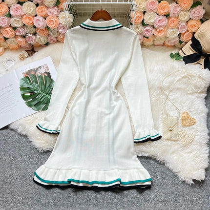 Knitted Ruffled Mini Dress