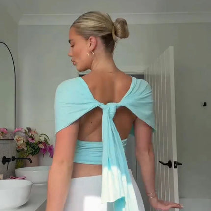 Women's V-Neck Backless Crop Top