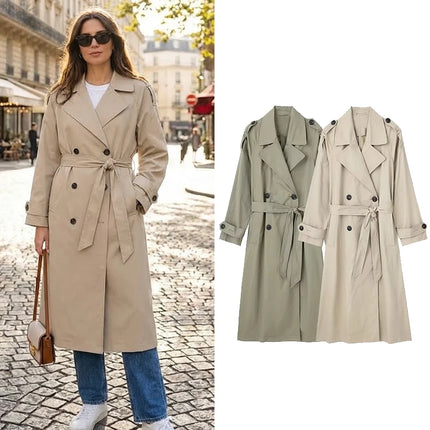 Women's Belted Double-Breasted Trench Coat