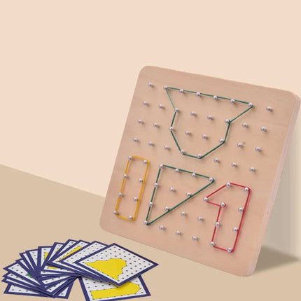Montessori Rubber Band Pattern Board with Shape Cards for Kids