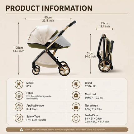 Lightweight High-Landscape Baby Stroller
